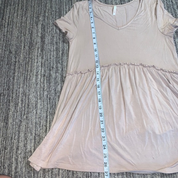 90s y2k Lime n Chili Babydoll Tunic Top Casual V Neck Short Sleeve Blush‎ Size S - Picture 5 of 6